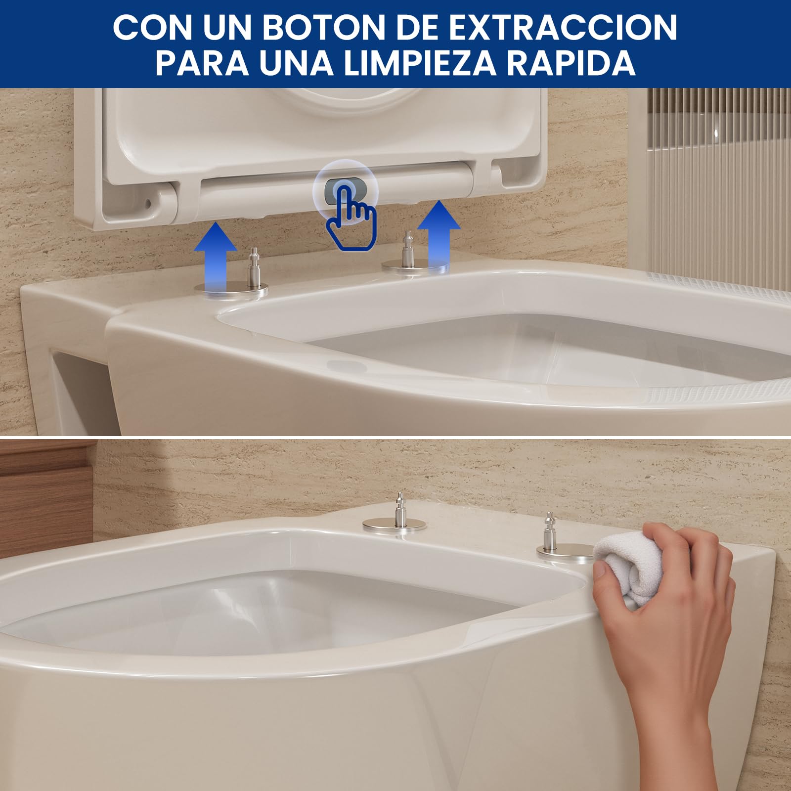 CECIPA Tapa WC con Cierre Suave, Tapa de WC Forma D Blanca, Asiento Inodoro con Liberación Rápida, Tapadera WC Antigolpes para Familia, Toilet Seat Fácil de Quitar y Limpiar - Serie DERW
