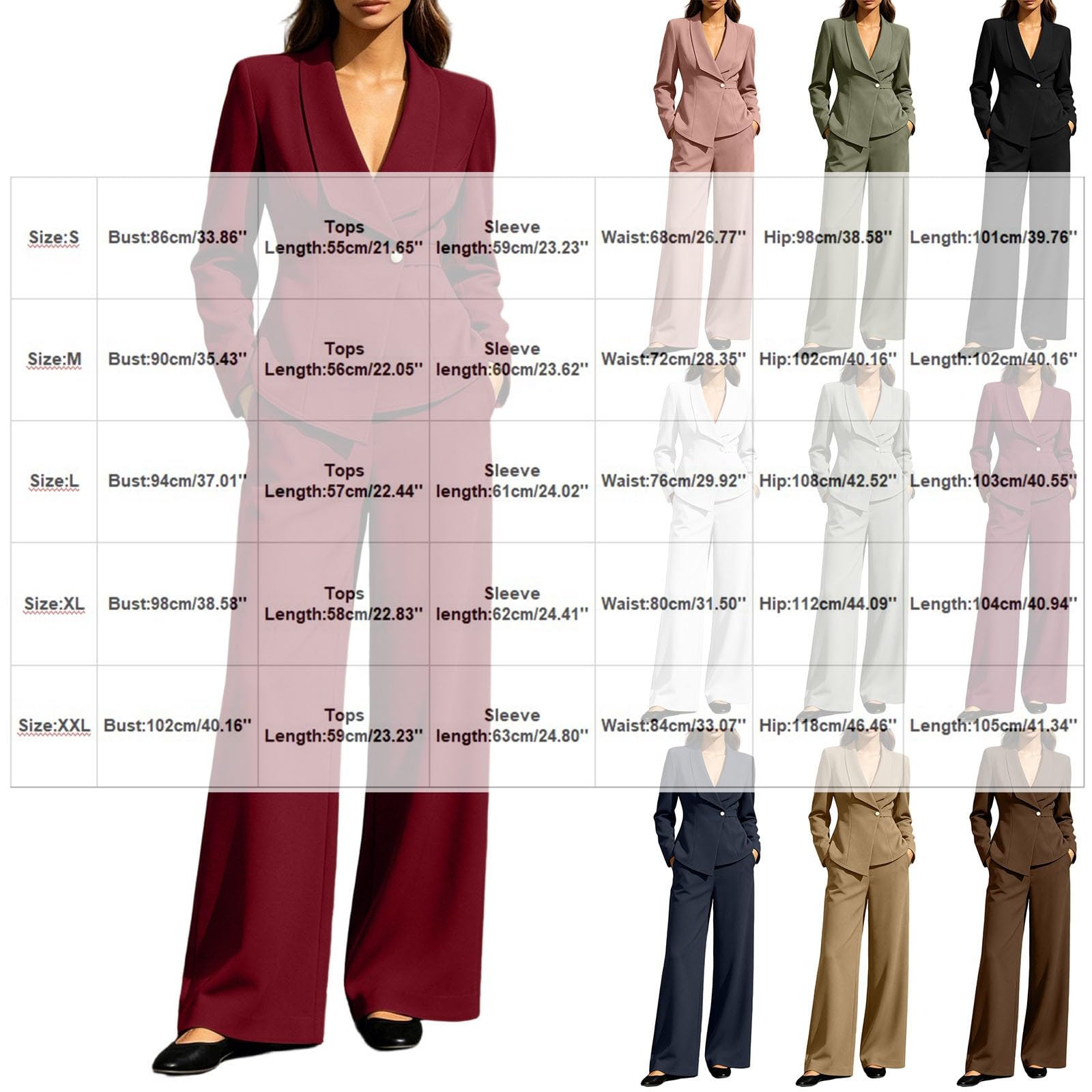 Traje de mujer para invitados de boda, elegante, informal, de 2 piezas, chaqueta de manga larga, chaqueta de pierna recta, pantalones largos, traje formal de oficina, trabajo, negocios