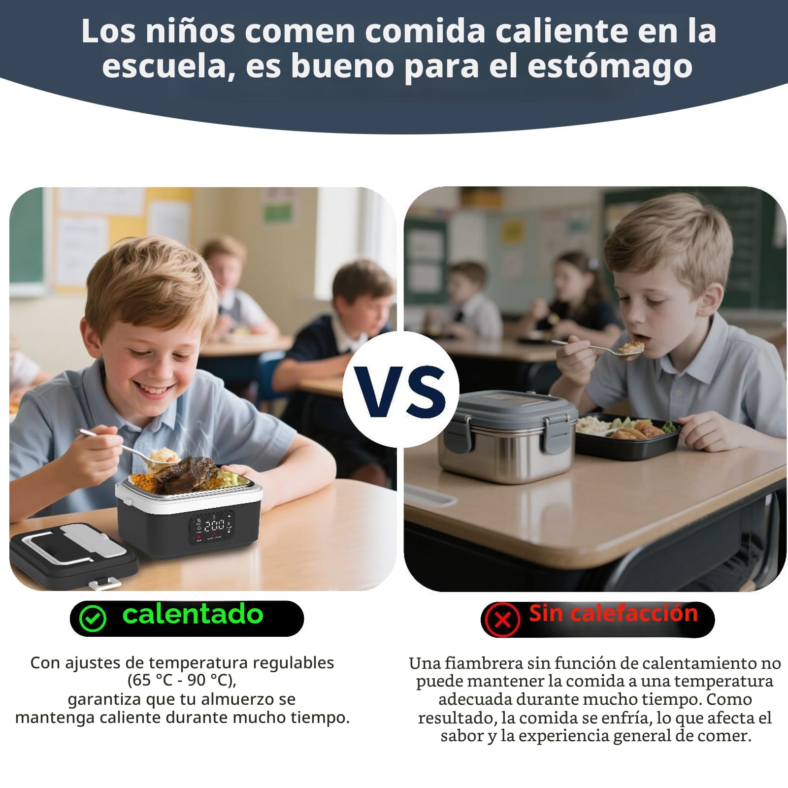 Lunch Box Calefacción, 60 W, 1,5 L, cuenco calefactor, 2 en 1, caja de comida para coche, camión casa, 12 V/24 V/220 V, caja calefactora eléctrica para oficina, escuela, coche (recargable)