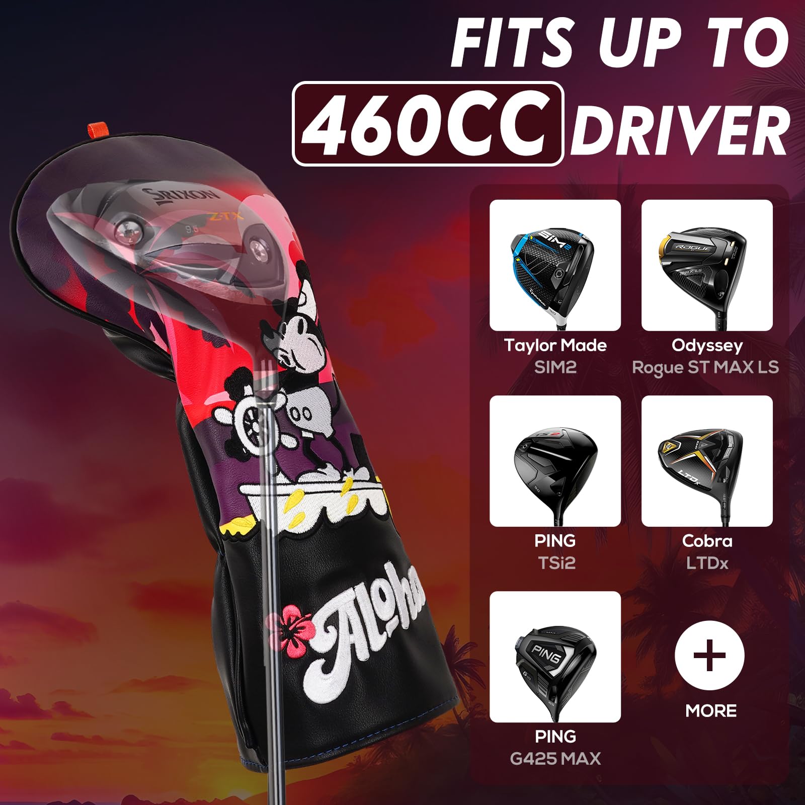 LZFAN Golf Club Head Cover Golf Head Cover Driver Headcover Fairway Wood Headcover Hybrid Club Head Cover AIOHA Pink - Image 2