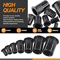 Vista 4 de 100 tuercas de remache M5 de acero al carbono negro chapado en zinc tuercas de remache moleteadas cabeza plana remaches roscados tuercas de inserción