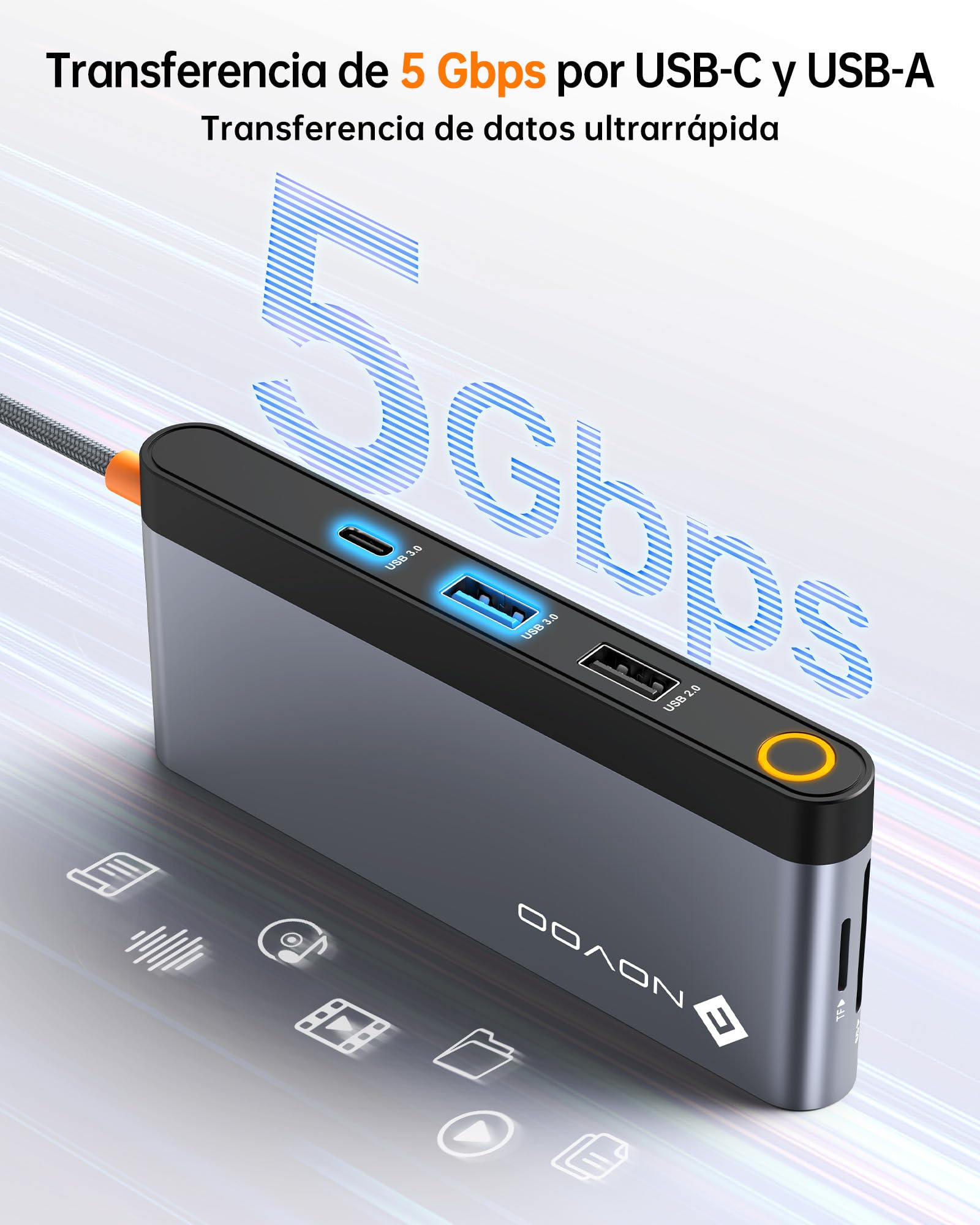 NOVOO Docking Station USB C 10 en 1, HDMI 4K, Ethernet 1Gbps, PD 100W