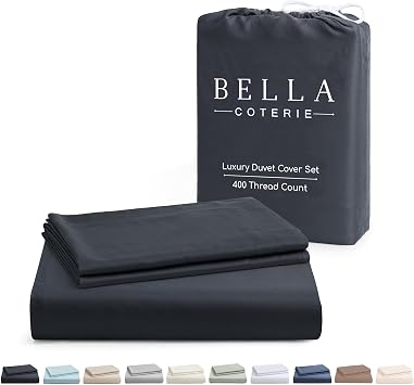 Bella Coterie | Luxury Bamboo Viscose Cal King Size Duvet Cover Set | Organically Grown | Cooling | Ultra Soft | 8 Corner Ties | 2 Pillow Shams | 94" x 106" | No Insert [Charcoal Grey]