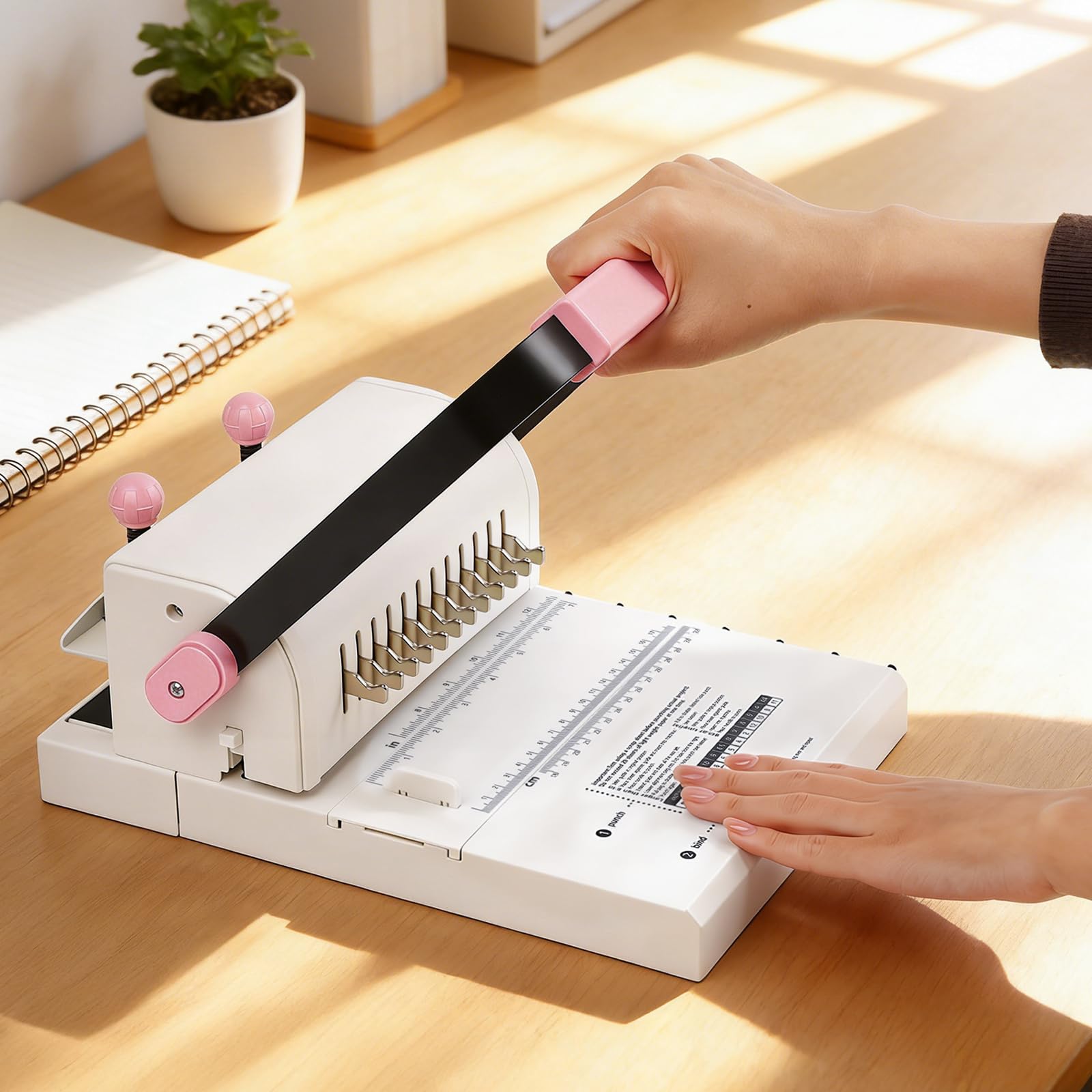Vagbstu - Rilegatrice a spirale 2:1 con righello scorrevole, compatibile con bobine di filo o spirale, capacità di perforazione circolare di 20 fogli per quaderni fai da te, album, diari e calendari