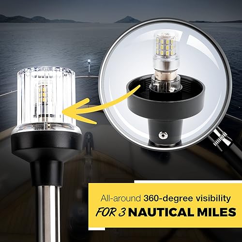 Miniatura 9 de EVERBEAM Luz de anclaje ajustable de acero inoxidable P600 para barcos de pesca y embarcaciones marítimas - Proporciona visibilidad de 360 grados