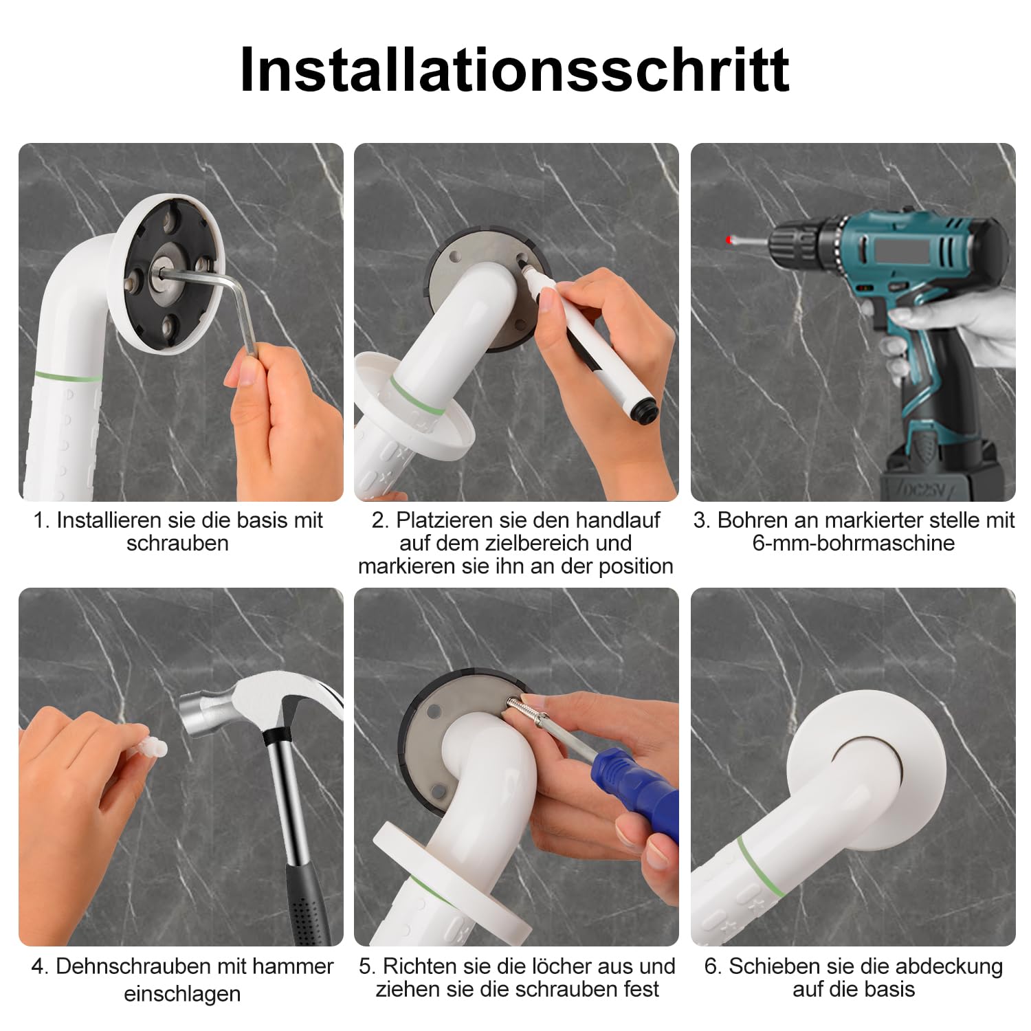 supregear Haltegriff Bad, Edelstahl Rutschfeste Haltegriffe, WC Haltestange Dusch Griff Badewannen Griff Sicherheitsgriff für Schwangere Kinder Senioren, 30 cm