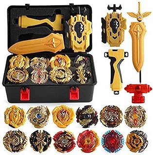 12 Pcs Gyros Burst Turbo Gyros Top Evolution Metal Fusion Gyro Toy Battle Gyro Battling Game Set with 12 Spinning Top and 3 Launchers, Age 6+