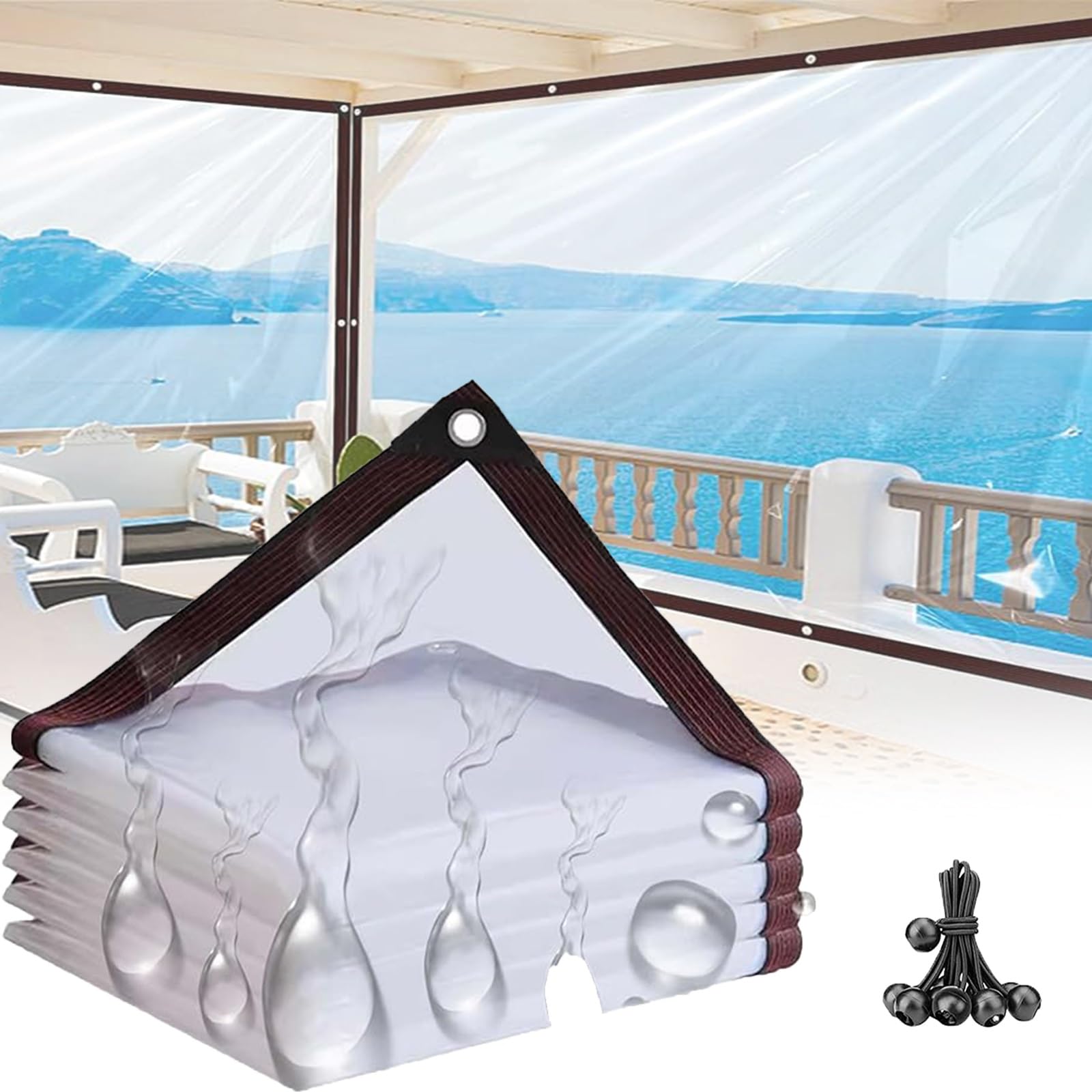 11x11 FT,Clear Tarp - Heavy Duty Waterproof Plastic Tarps 0.18mm