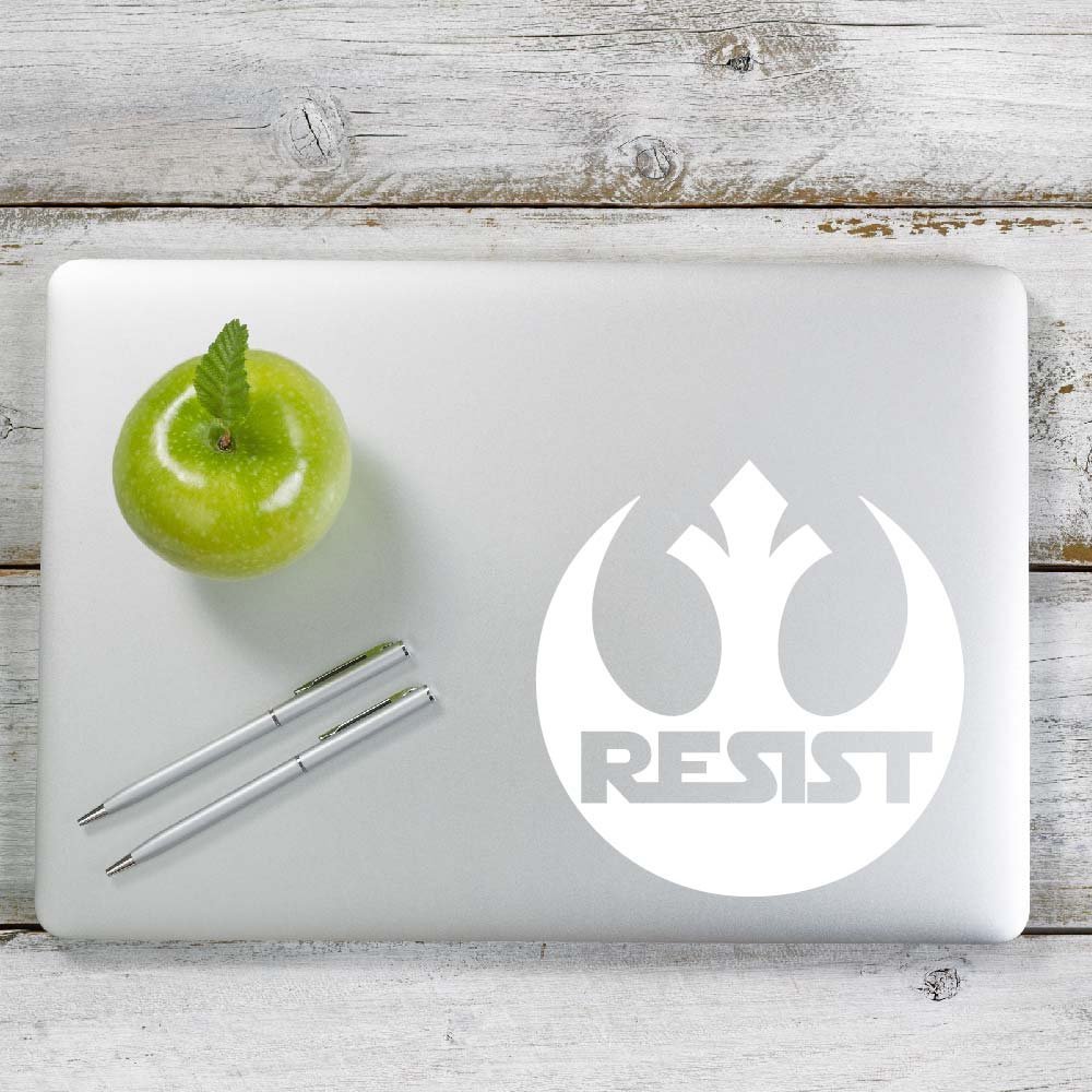 Yoonek GraphicsRebel Alliance Resist Star Wars inspired Decal Sticker for Car Window, Laptop and More. # 1053 4" x 3.9" White 1053
