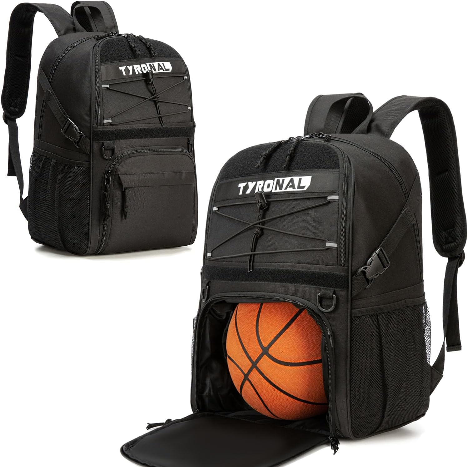 Basketball Bag Backpack with Ball Holder and Shoes Compartment | Sport Bags for Basketball, Soccer, Volleyball, Gym, School and Travel. (WHITE)