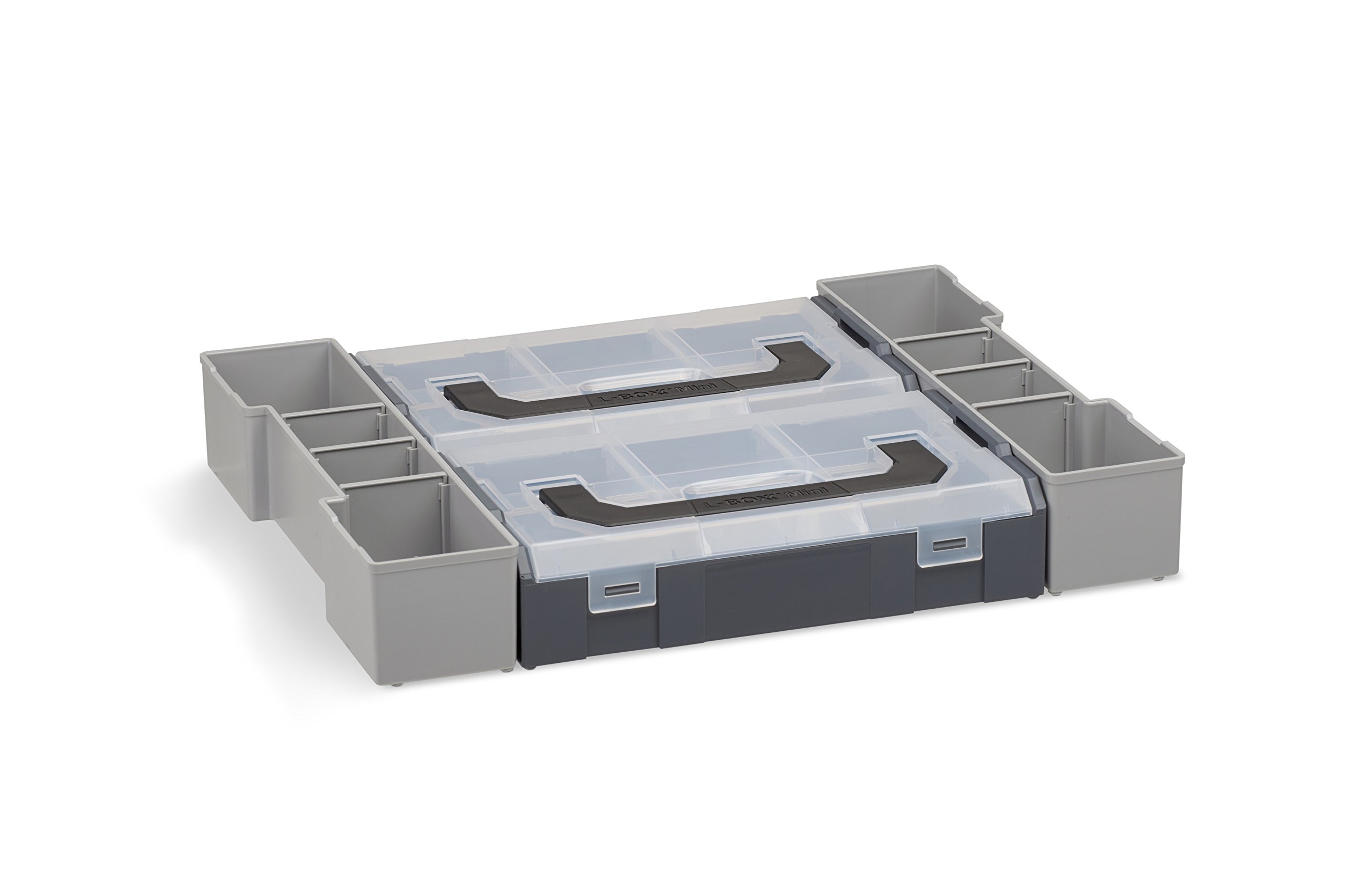 Caja de tornillos vacíos L-BOXX 102 (gris) con juego de cajas interiores mini | Maletín de herramientas profesional vacío, incluye caja de herramientas