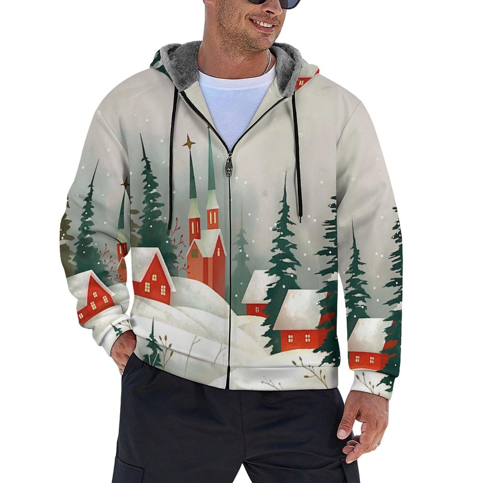 Sweat à capuche homme fermeture éclair complète haut chaud rouge - 8