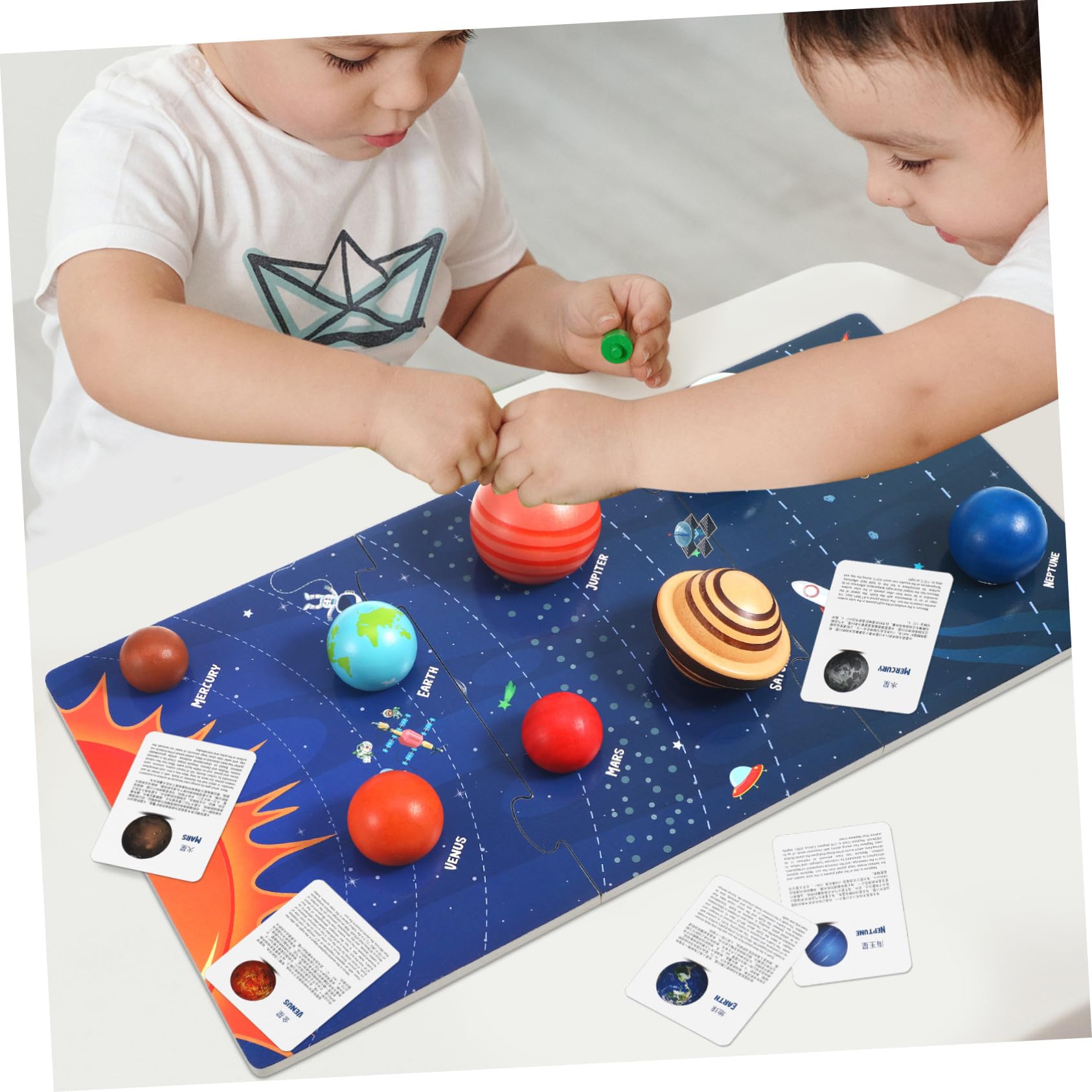 Toyvian Puzzle Planetario Solare in Legno Educativo per Bambini 3+ Anni, Giocattolo Spaziale Didattico Resistente, Pianeti Solare per Gioco e Apprendimento