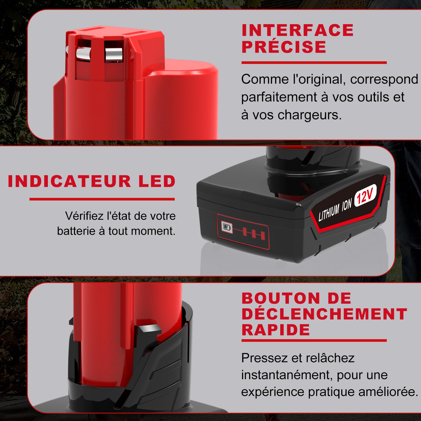 Batterie de Rechange 12V 6,5Ah pour Milwaukee