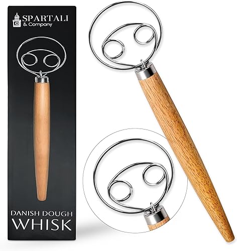 Spartali & Company Batidor de masa danesa versátil de 13 pulgadas para masa madre: suministros esenciales para hornear pan de masa madre,