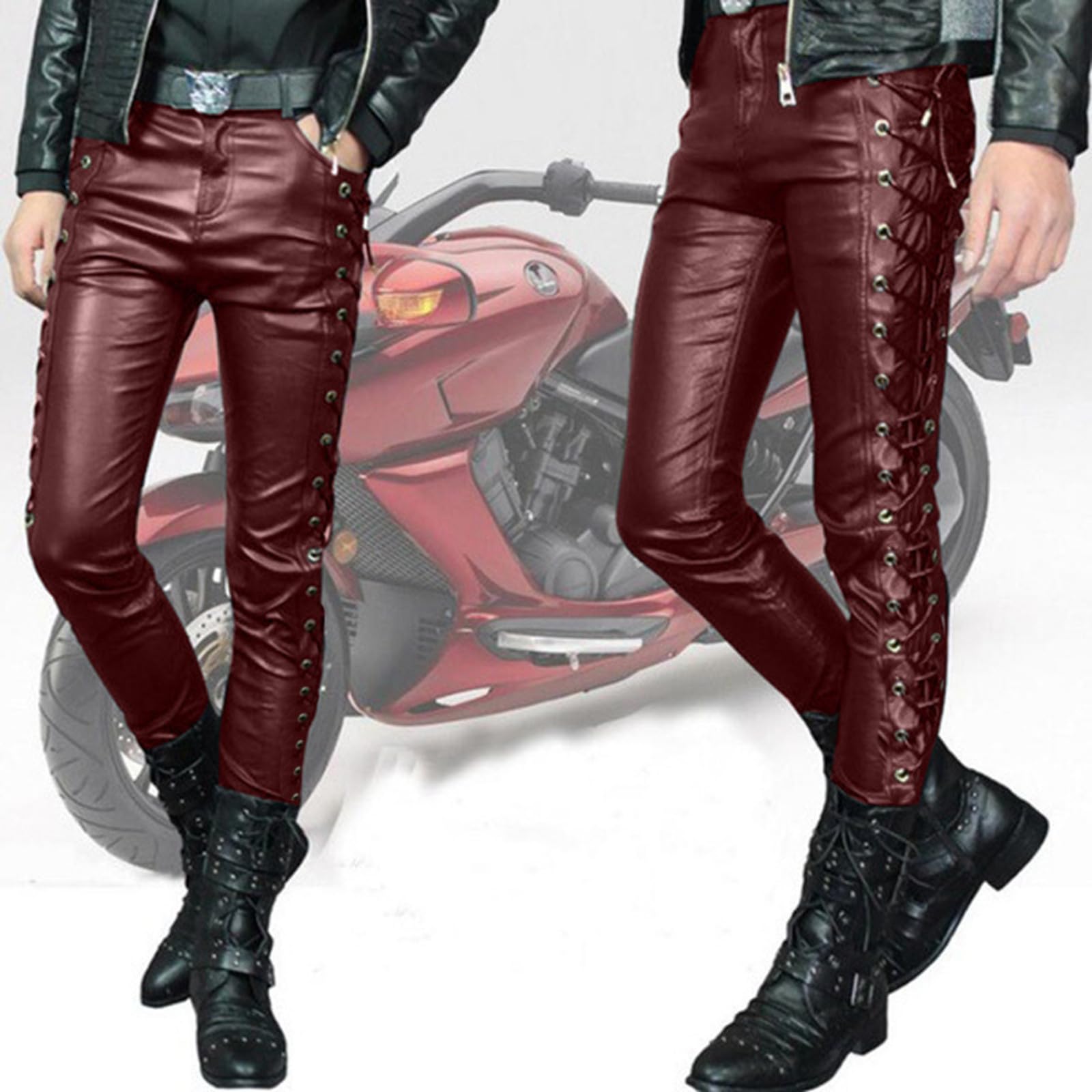 Generisch Pantalones de chándal para hombre, pantalones deportivos monocromáticos para hombre con cordones, pantalones de ocio, pantalones deportivos para hombre