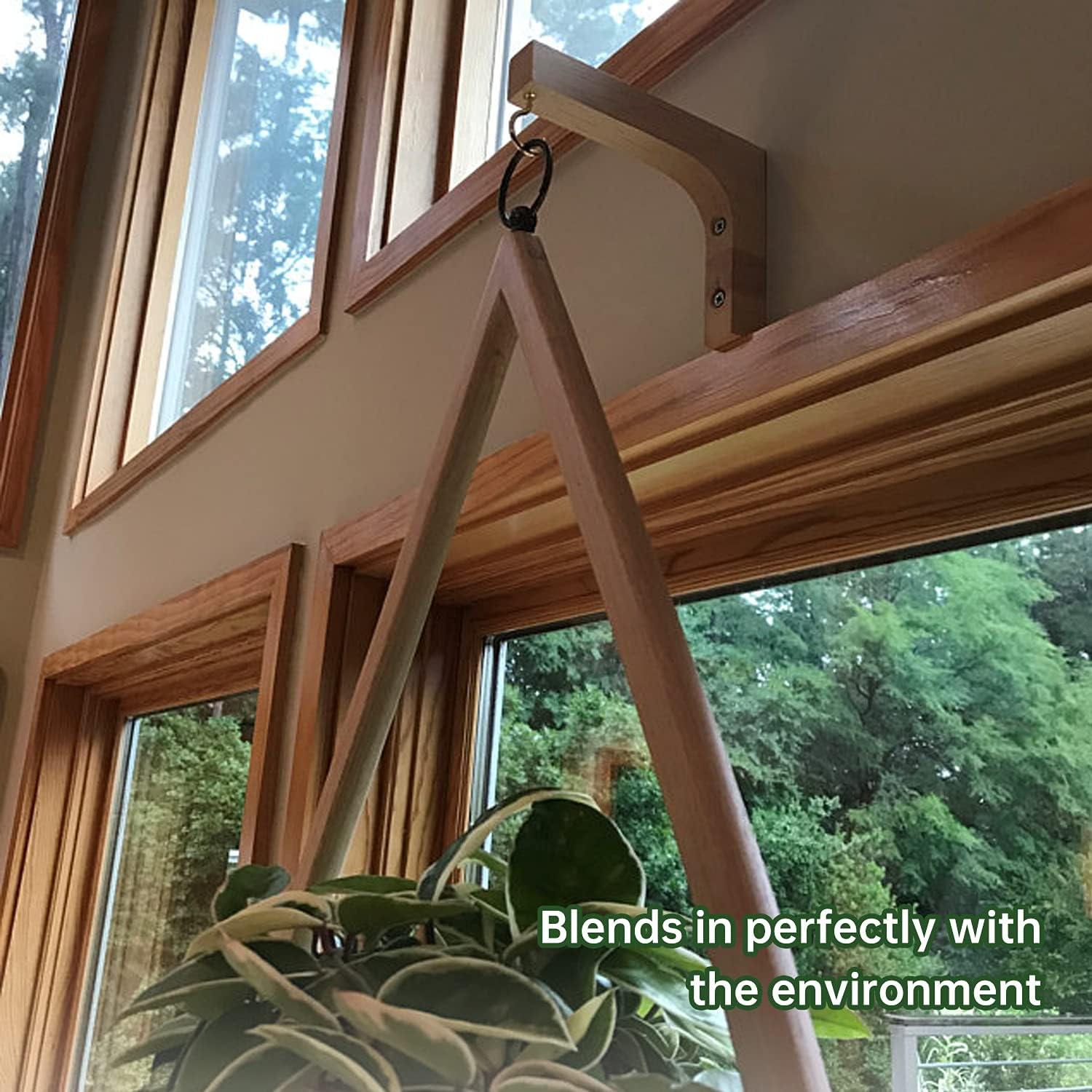 Jantens 2 Pack Hanging Plant Hook, Plant Hangers Indoor, Wooden Hanging ...