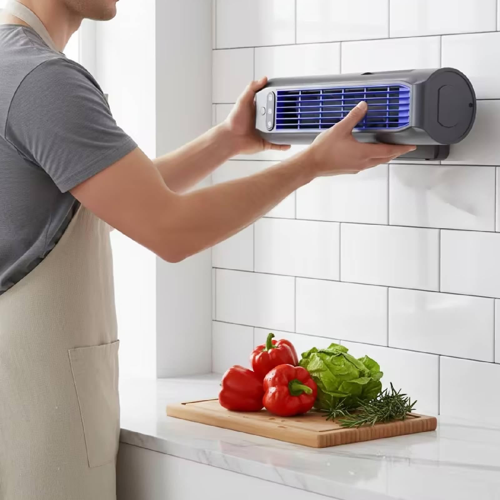 Ventilatore da Tavolo Senza Pale, Ventilatore a Torre Ricaricabile Tramite USB con Supporto Portatile, Supporto a Parete E Supporto per Telefono per L, Grigio