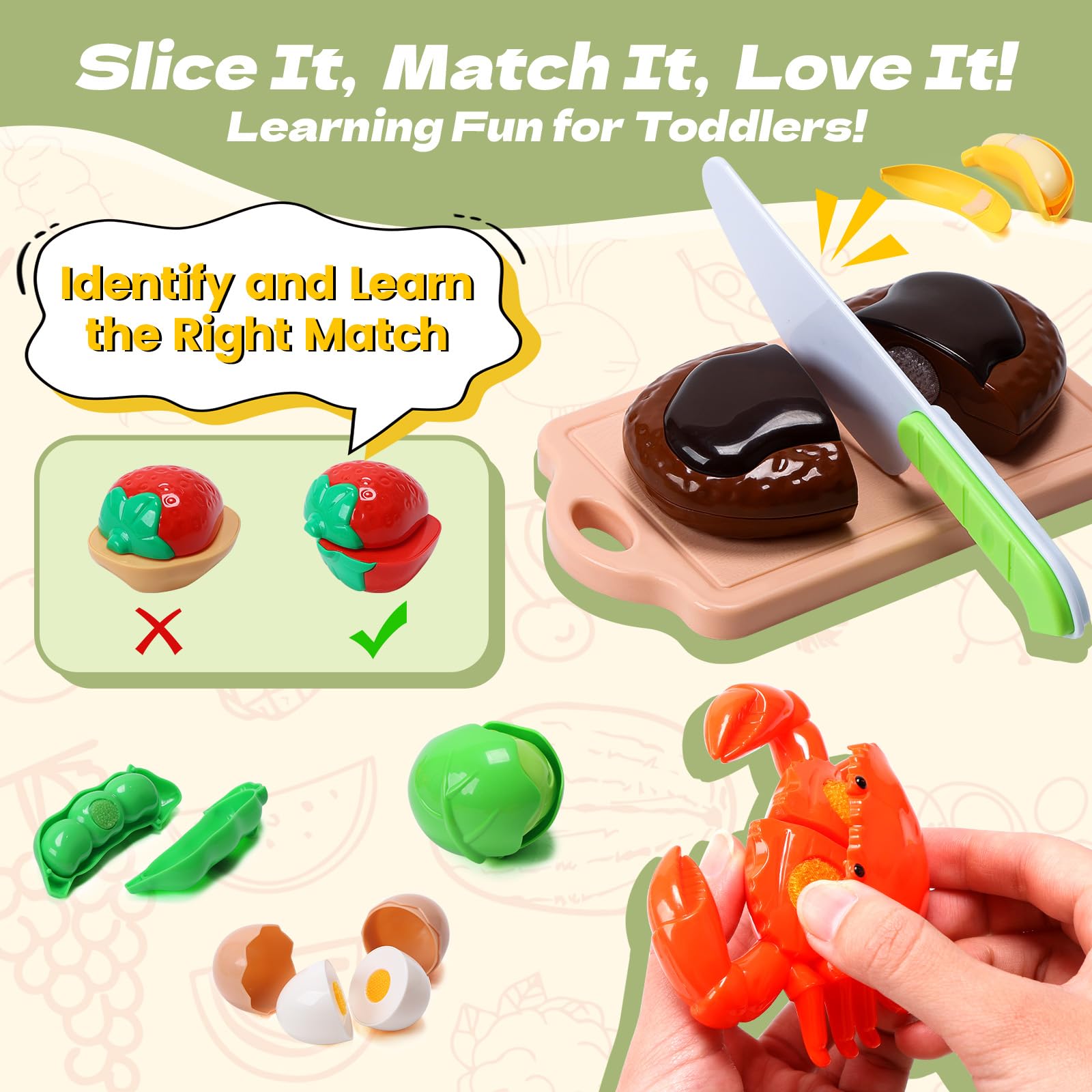 CUTE STONE 51-Piece Mini Play Kitchen Accessories for Kids Pretend Cooking Playset with Pots, Pans, Utensils - Image 4