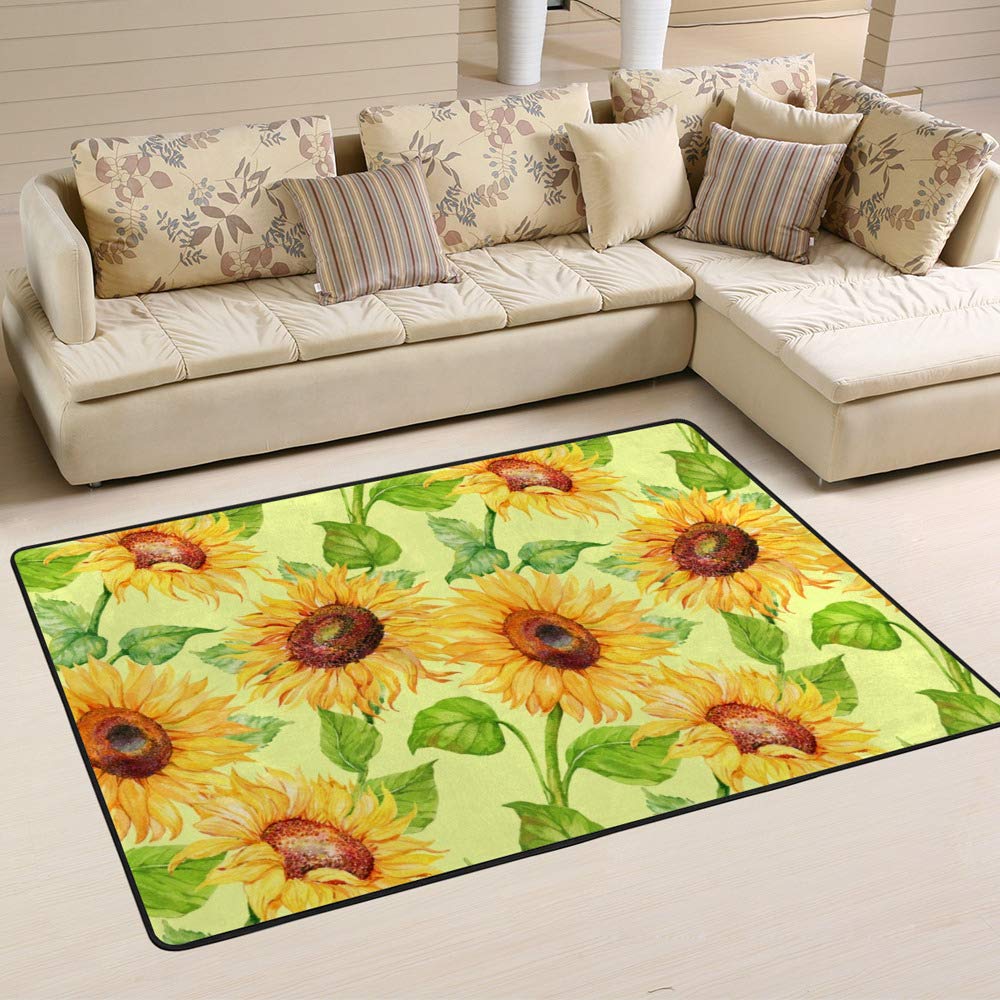 Tapis de salon durable et facile à nettoyer Ruchen tournesols 150x100