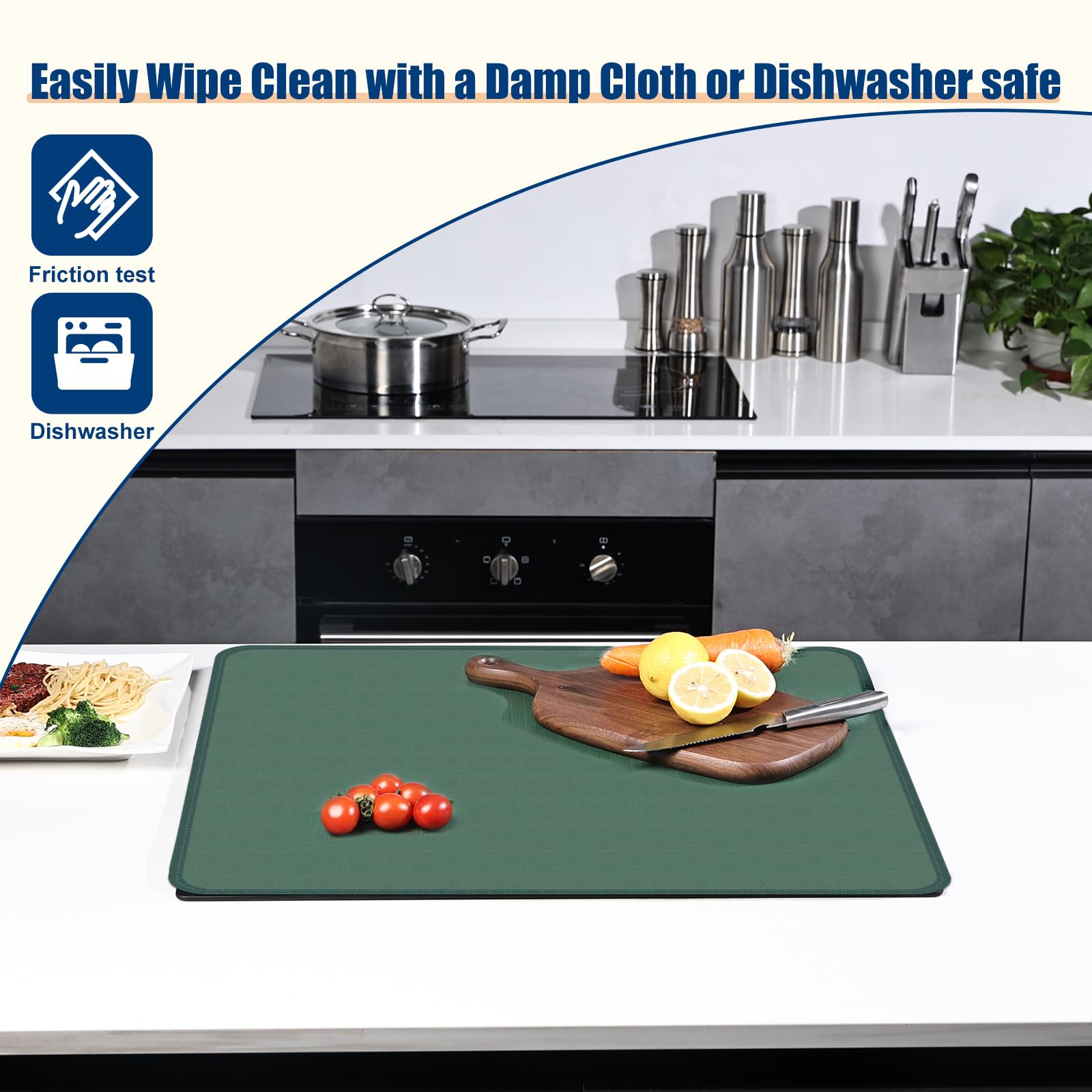 KitchenRaku Protection Plaque Induction 78x52cm - Tapis Silicone Anti-Rayures | Antiadhésif & Lavable