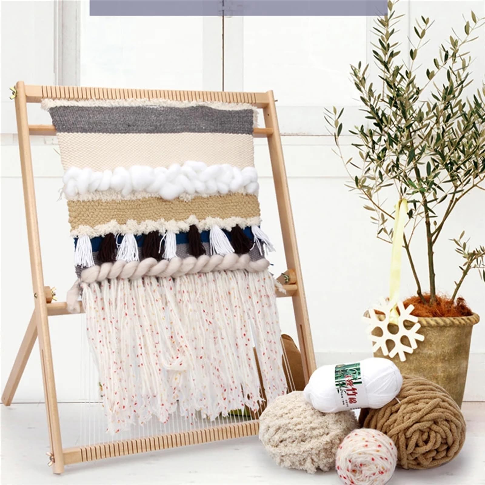 Webrahmen Holzwebstuhl, kreative Garnstrickmaschine for Erwachsene, Hand-DIY-Herstellung, große Textilmaschine, Schal, Wandteppich, Webwerkzeug