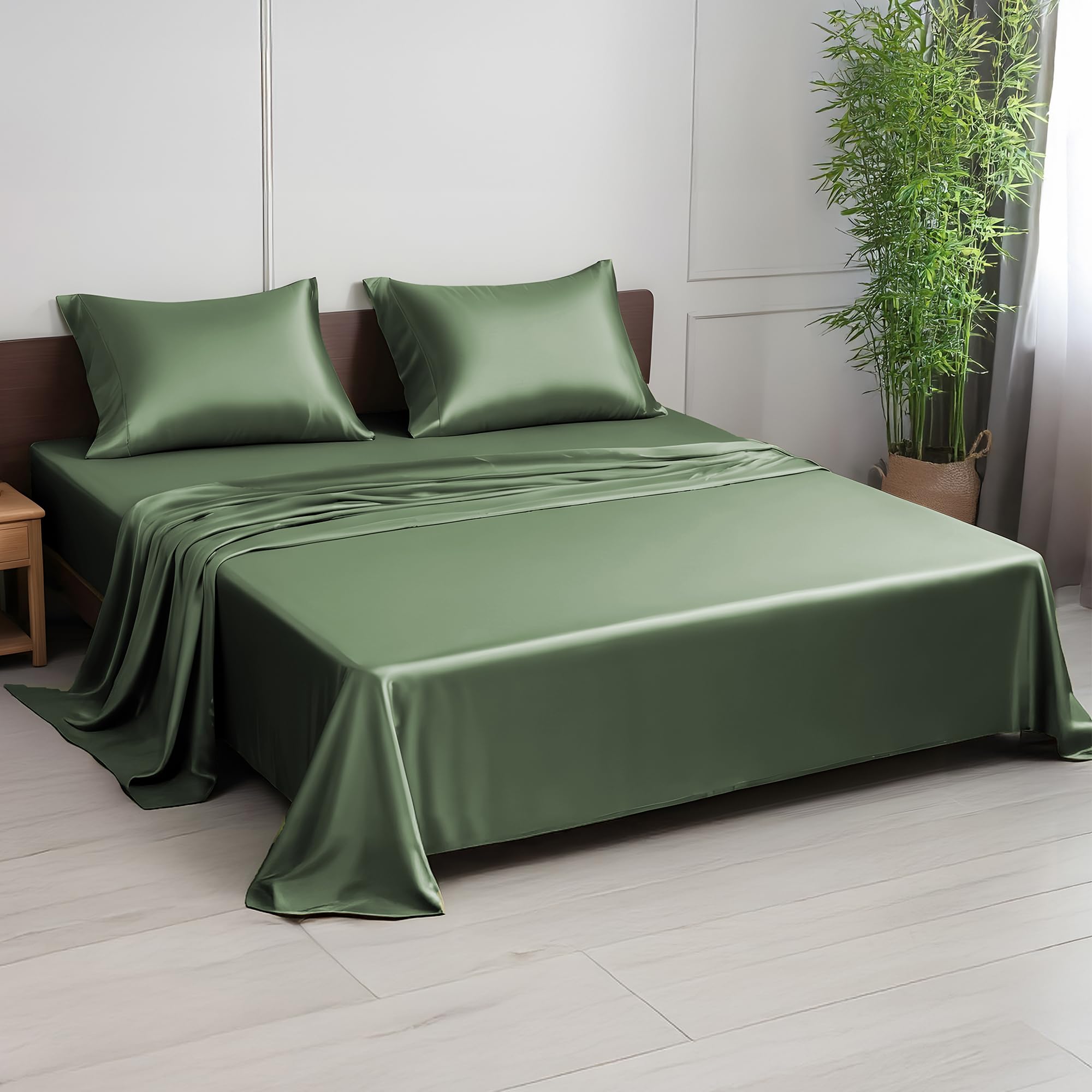 Linenwalas Premium 100% Viscose Derived from Bamboo California King Sheet Set - Ultra Soft, Breathable & Cooling, Ideal for Hot Sleepers, 16" Deep