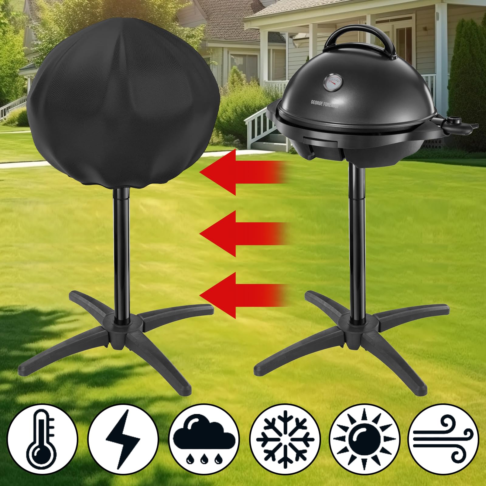 Housse de Barbecue Imperméable Protection Gril UV 50cm SYCK-G045