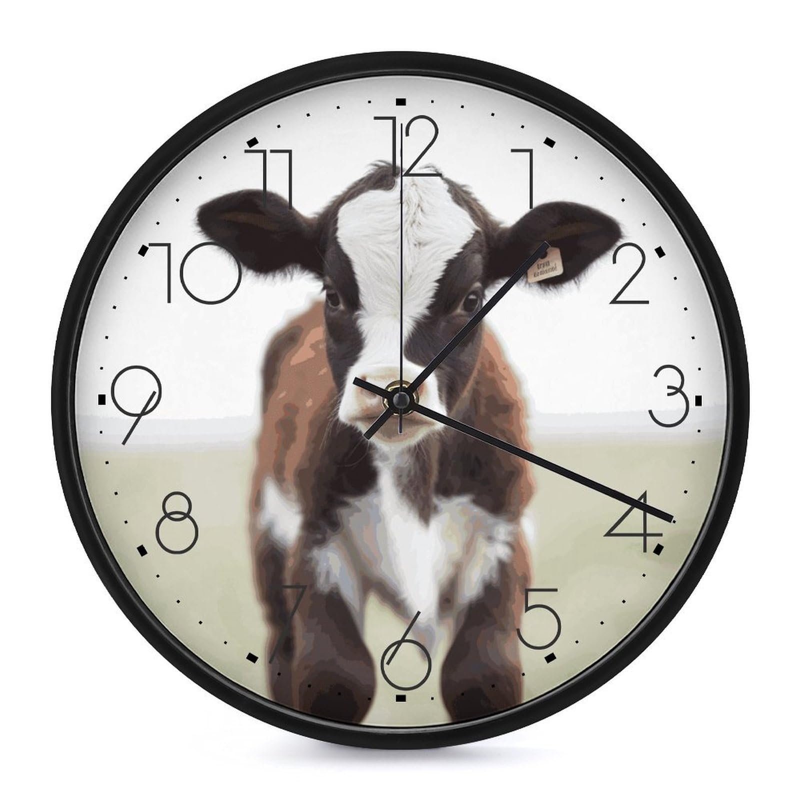 DWVTSLH Baby Cow Wall Clock 10 Inch Silent Non-Ticking Modern Clocks Battery Operated - Decorative Wall Clocks for Bedroom Living Room Kitchen Office Wall Decor Gift Idea