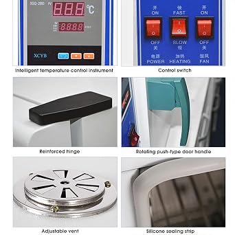 Electric Heating Constant Temperature Blast Drying Oven, Lab Silent Constant Temperature Stainless Steel Oven Intelligent Digital Display Drying Industrial Dryer,101-0B(00B)