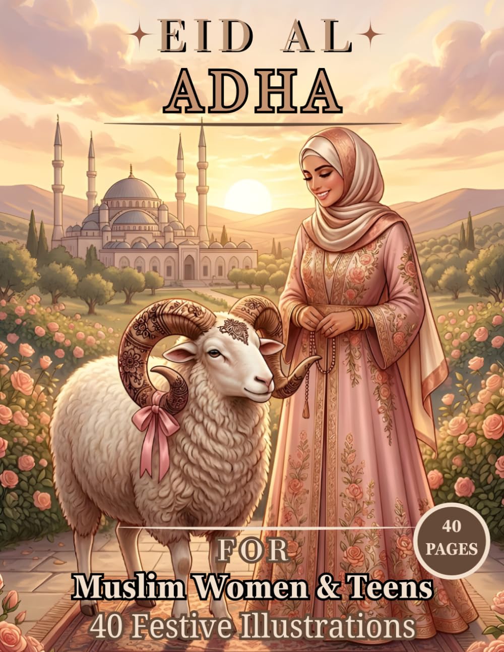 Eid al-Adha Coloring Book for Muslim Women: 40 Illustrations of Sheep, Eid Prayer, Traditional Outfits, Family Gatherings & Festive Feasts — A Joyful Islamic Activity Gift for Teens and Adults