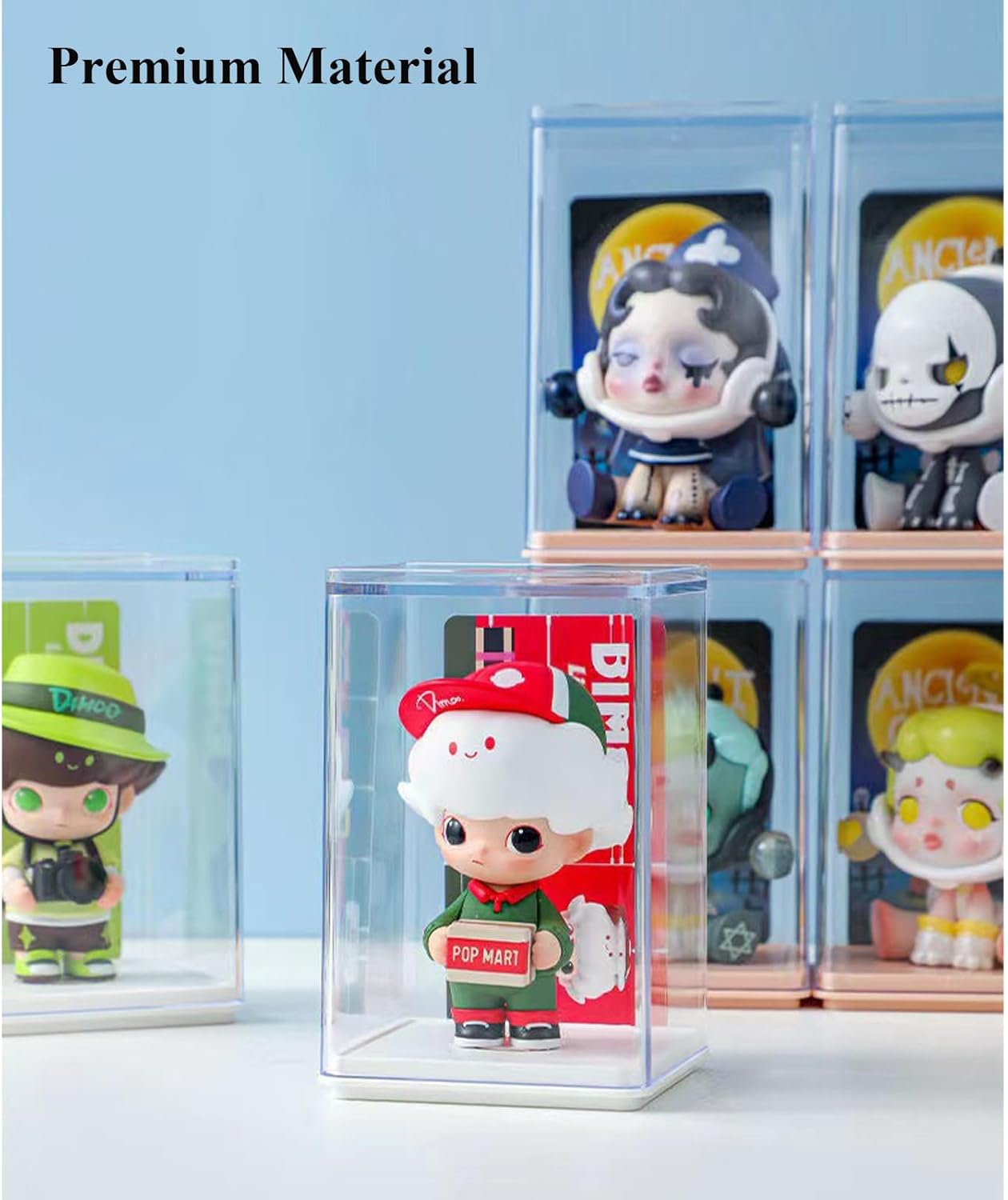 6 PCS Small Display Case for Mini Figures Clear Blind Box for Mini Collectibles-Figures, Stackable Miniature Display Box Dustproof Clear Storage Box Showcase for Pop Mart