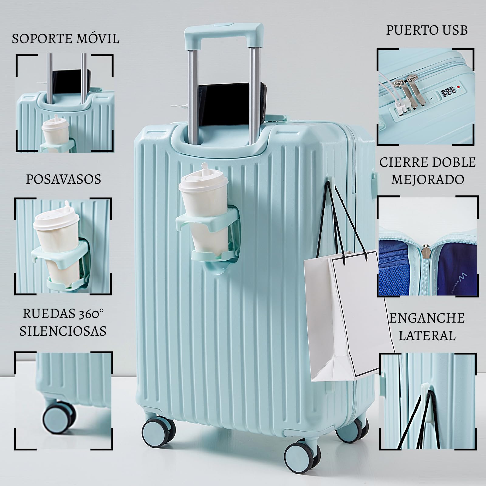 Maleta de Viaje Grande 76x50x32 cm Rígida ABS + PC con Cerradura TSA – Ideal para Facturación 23 kg, Ruedas Giratorias 360º Silenciosas — view 48