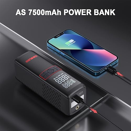 Miniatura 9 de GOOLOO Inflador de neumáticos GT160, compresor de aire portátil para automóvil, motocicleta, bicicleta, bola y GP2000 arrancador de coche rojo para