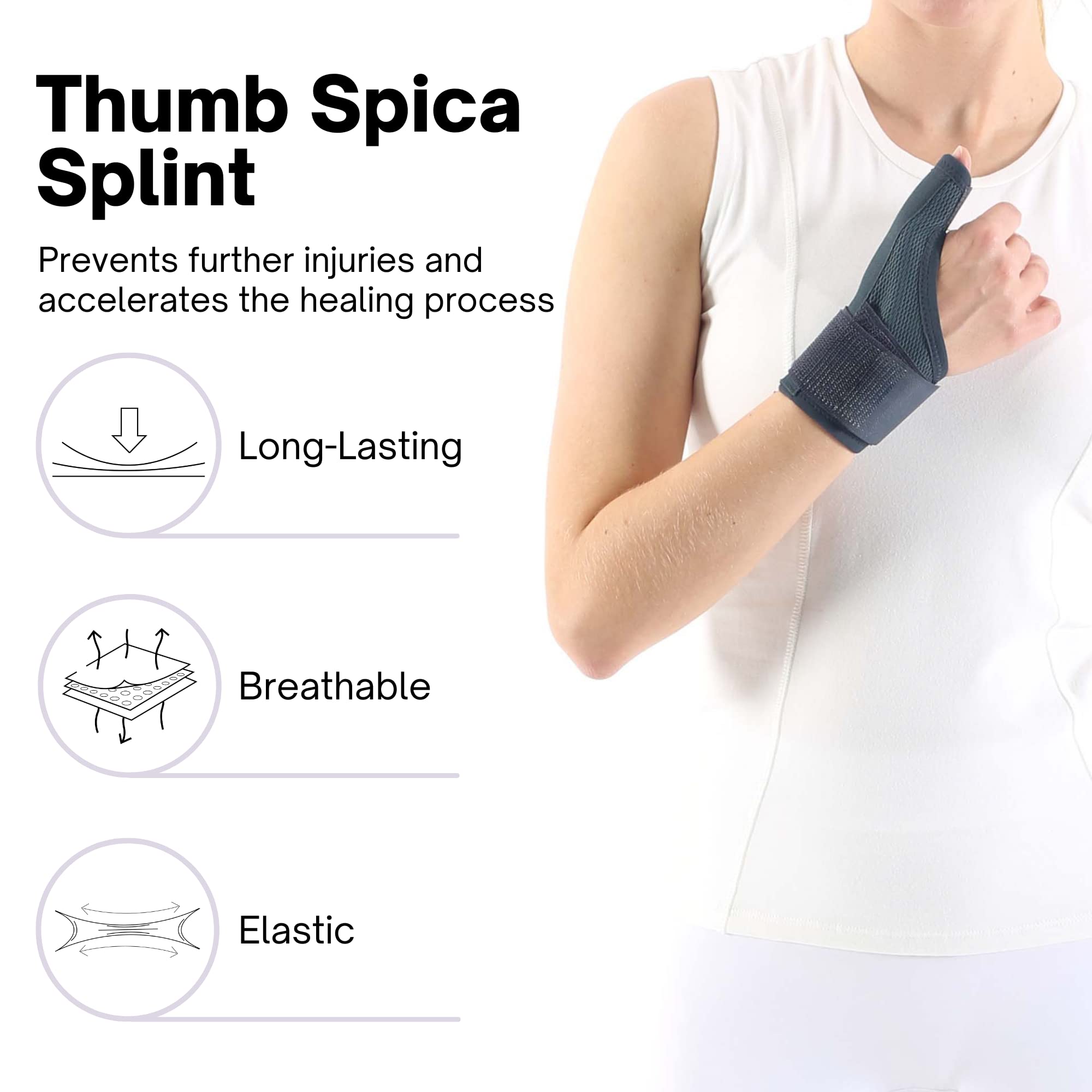 Soporte de muñeca para el pulgar para tenosinovitis, artritis, tendinitis, soporte reversible para pulgar izquierdo y derecho (1, azul marino)