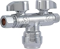 Vista 1 de SharkBite Válvula de bola de latón de un cuarto de vuelta de doble cierre, empuje de 1/2 pulgada para conectar x compresión de OD de 3/8 pulgadas x