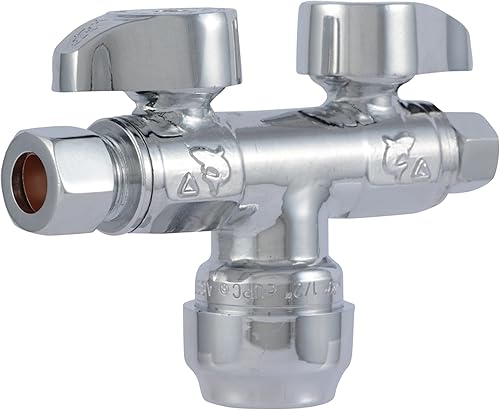 SharkBite Válvula de bola de latón de un cuarto de vuelta de doble cierre, empuje de 12 pulgada para conectar x compresión de OD de 38 pulgadas x