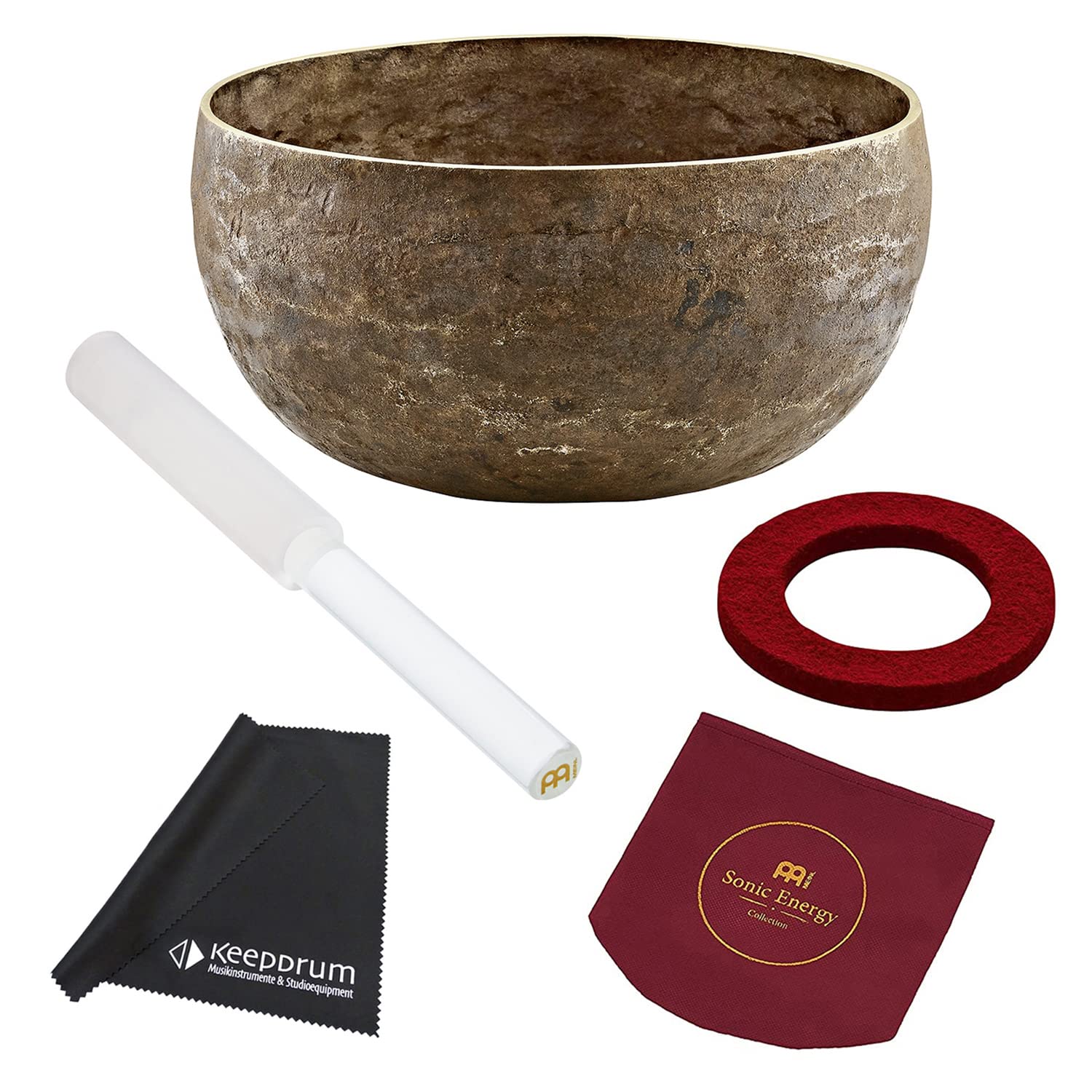 Meinl Sonic Energy SB-O-900 Singing Bowl Origin Series - Campana tibetana + grattugia per campana tibetana + panno in microfibra Keepdrum