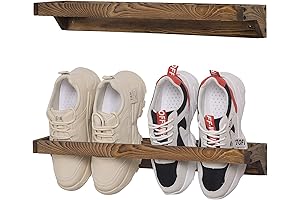 MyGift Set of 2 Wall-Mounted Wooden Shoe Racks