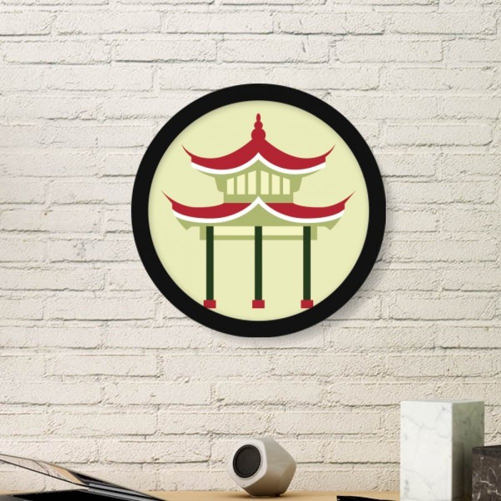 Cadre photo ronde en bois motif Pavillon de la Chine noir décor élégant