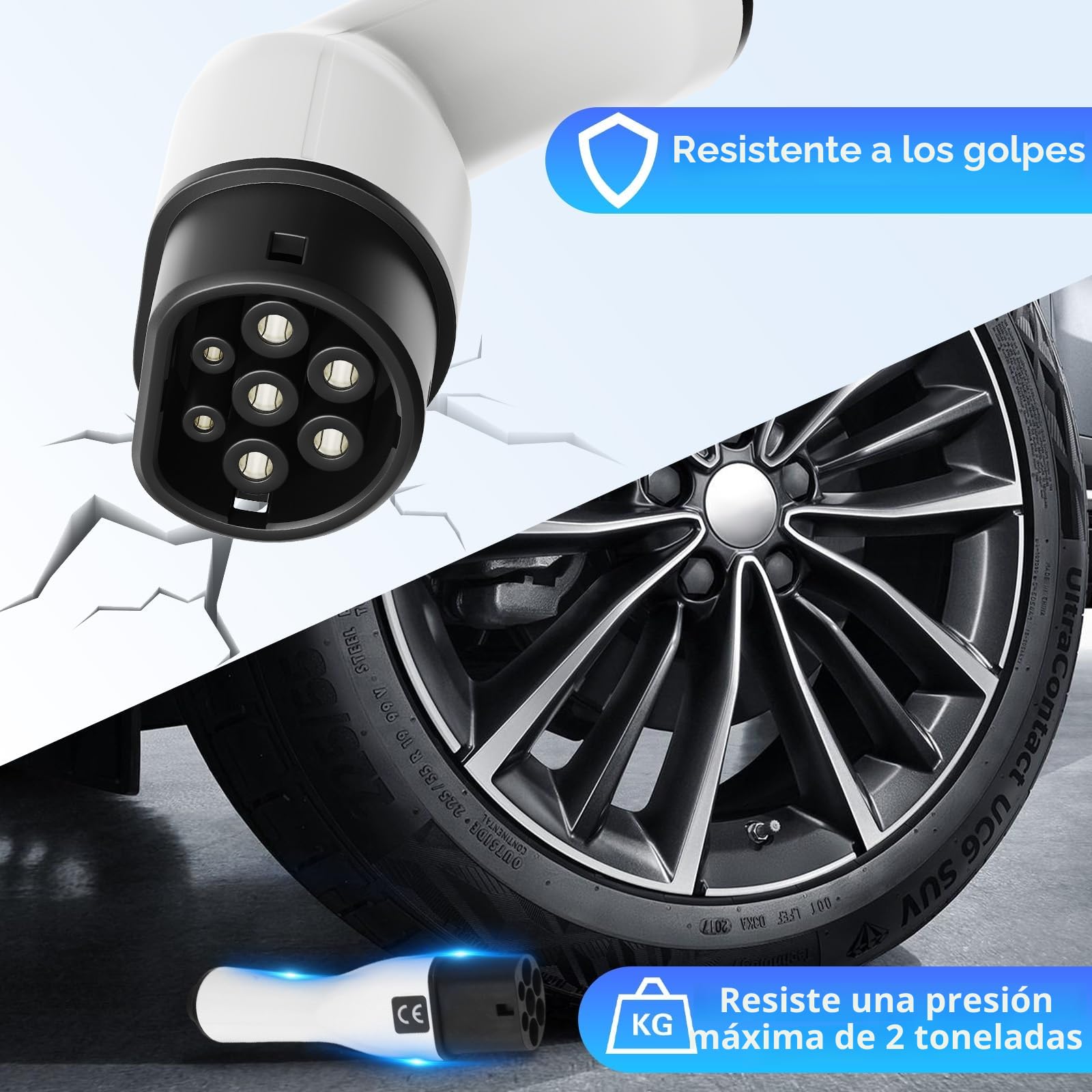 Cable de carga tipo 2 Cable de carga de 11 kW 5 m 16 A EV para coche eléctrico con estuche tipo 2 a tipo 2 EV Cable de carga para coche E modelo 3/Y, ID.3/4/5, C5X, DS7, GLA, Q3, X3