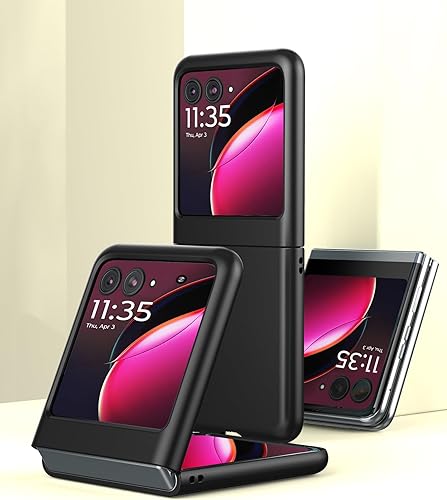 Miniatura 6 de Cresee Funda para Motorola Razr Plus 2023 Con Protector De Pantalla Externa - Funda De Teléfono De PC Dura Delgada Para Moto Razr+2023 - Negro+Vidrio