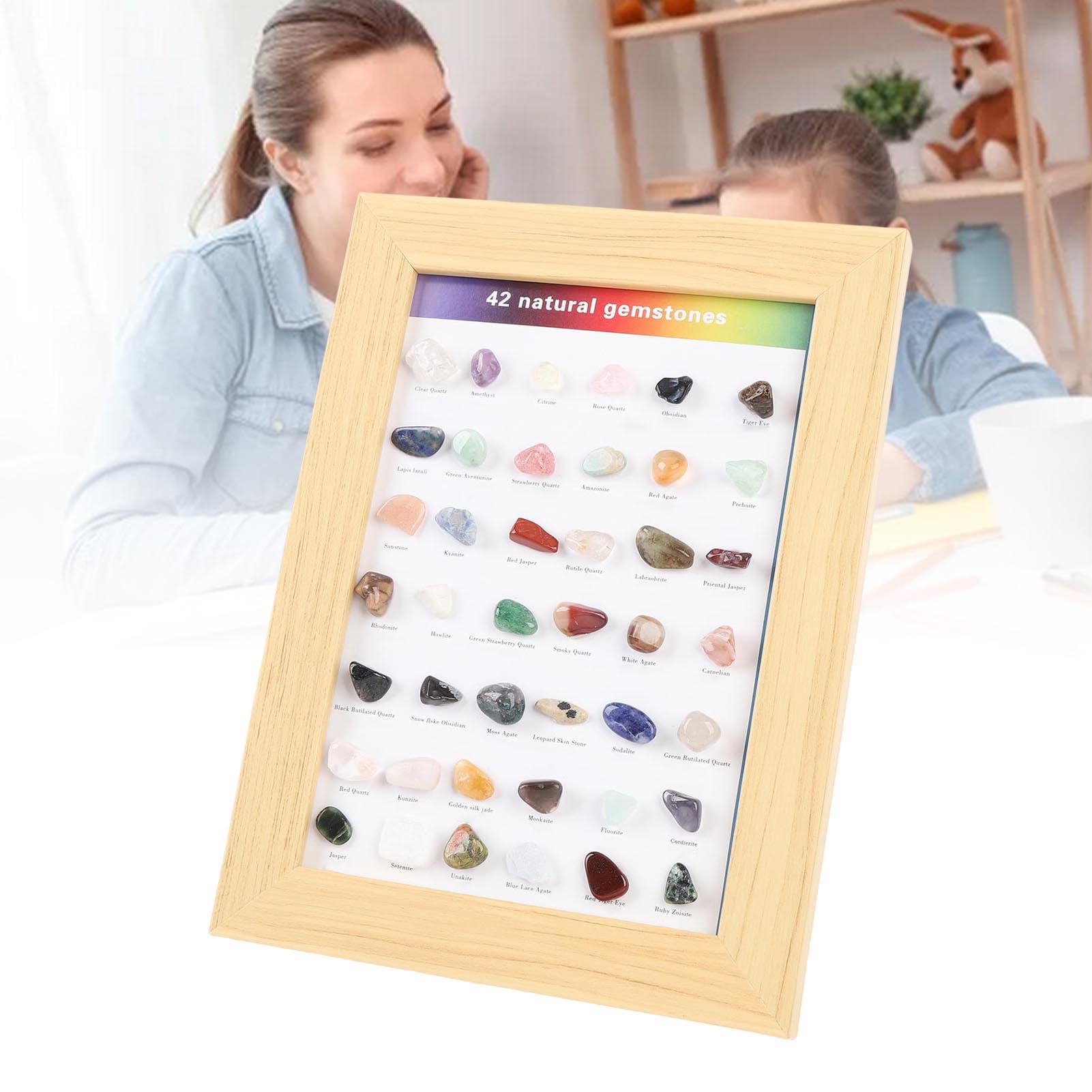 RIZGHWOY Kids Rock Collection Kit 42 Types Gemstones and Crystals Set for Geology Science Education for Beginners Rock Collectors - Image 3