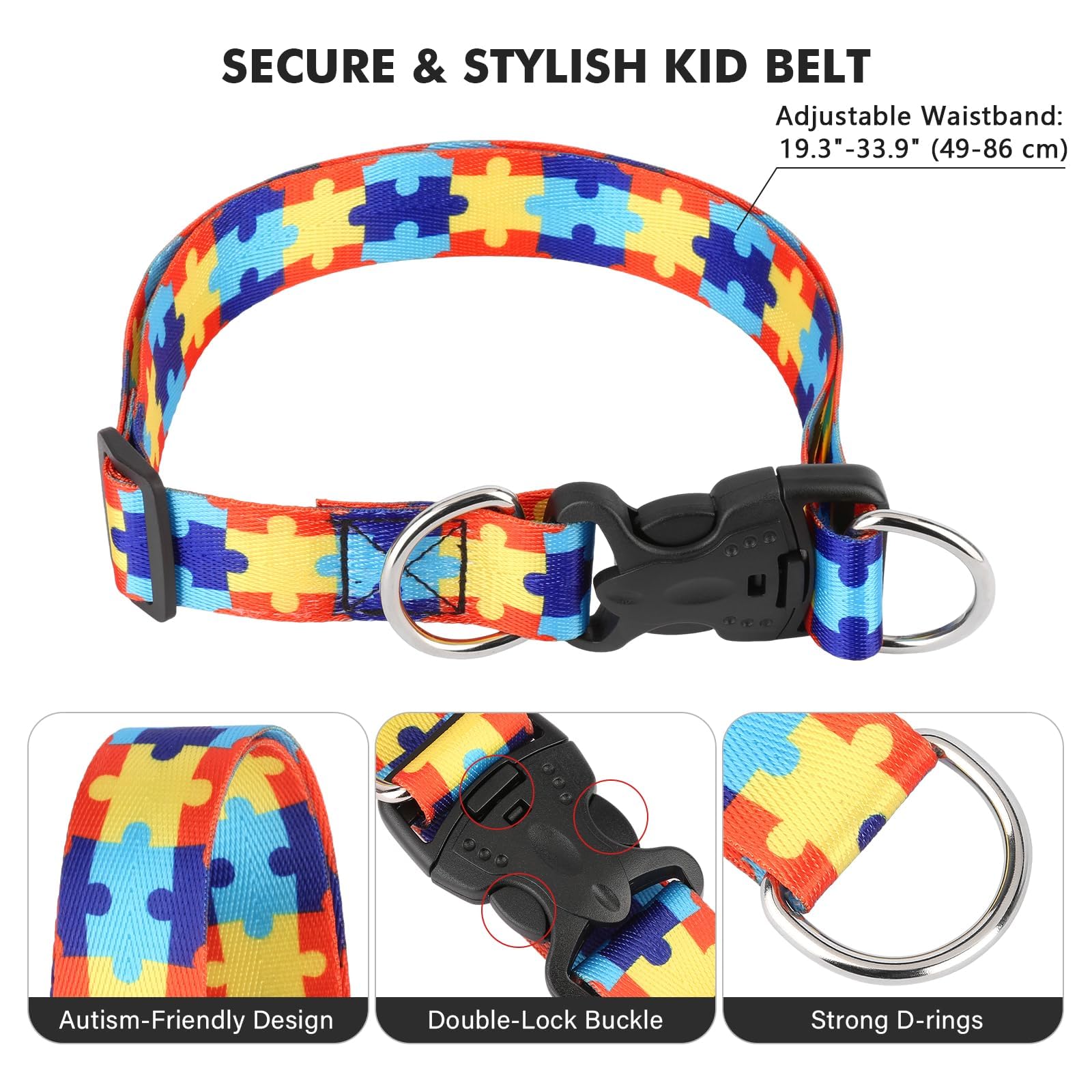 Harnais de sécurité pour enfants autistes, mains libres avec 3 poignées rembourrées et élastique durable, marche publique sécurisée pour les enfants autistes ayant des besoins spéciaux TDAH