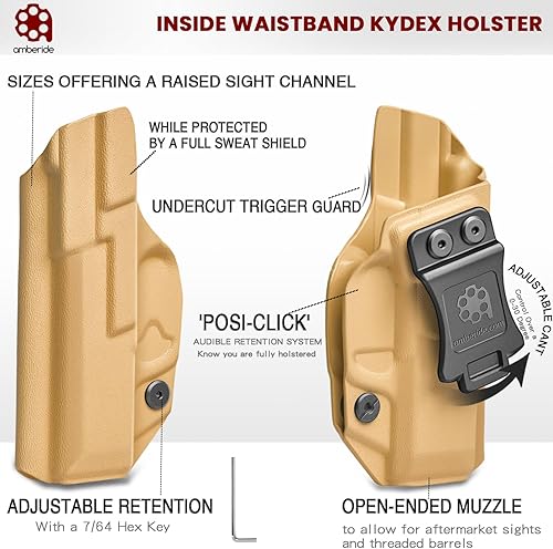 Miniatura 2 de Amberide IWB & OWB KYDEX Holster Fit Ruger Security 9 Pistola, Interior Cintura Oculta Transporte, Inclinación Ajustable & Retención 'Posi-Click',
