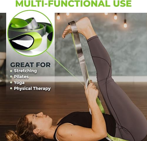 Miniatura 3 de Gradient Fitness Stretching Strap for Physical Therapy 12 Multi-Loop Stretch Strap 15 W x 8 L Neoprene Handles Physical Therapy Equipment Yoga