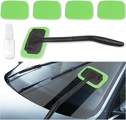 OFBAND Kit de herramientas de limpieza de ventanas de automóvil, limpiador de parabrisas de automóvil de microfibra en el interior con 4 fundas de
