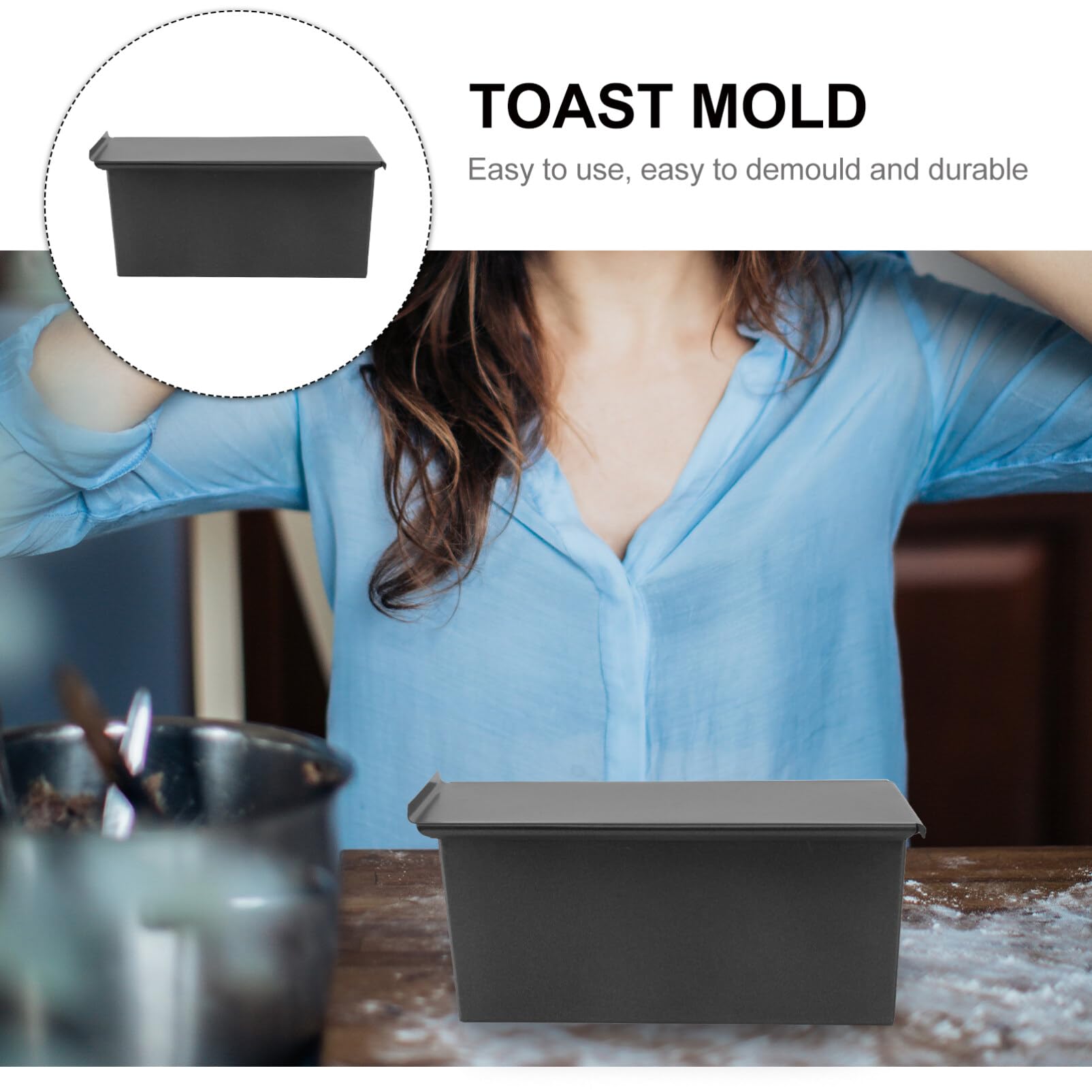 Alipis 450g Stampo Per Pane Tostato Antiadente Con Coperchio Mould Per Pane Nero Per Cucina Per Preparazioni Casalinghe Di Toast
