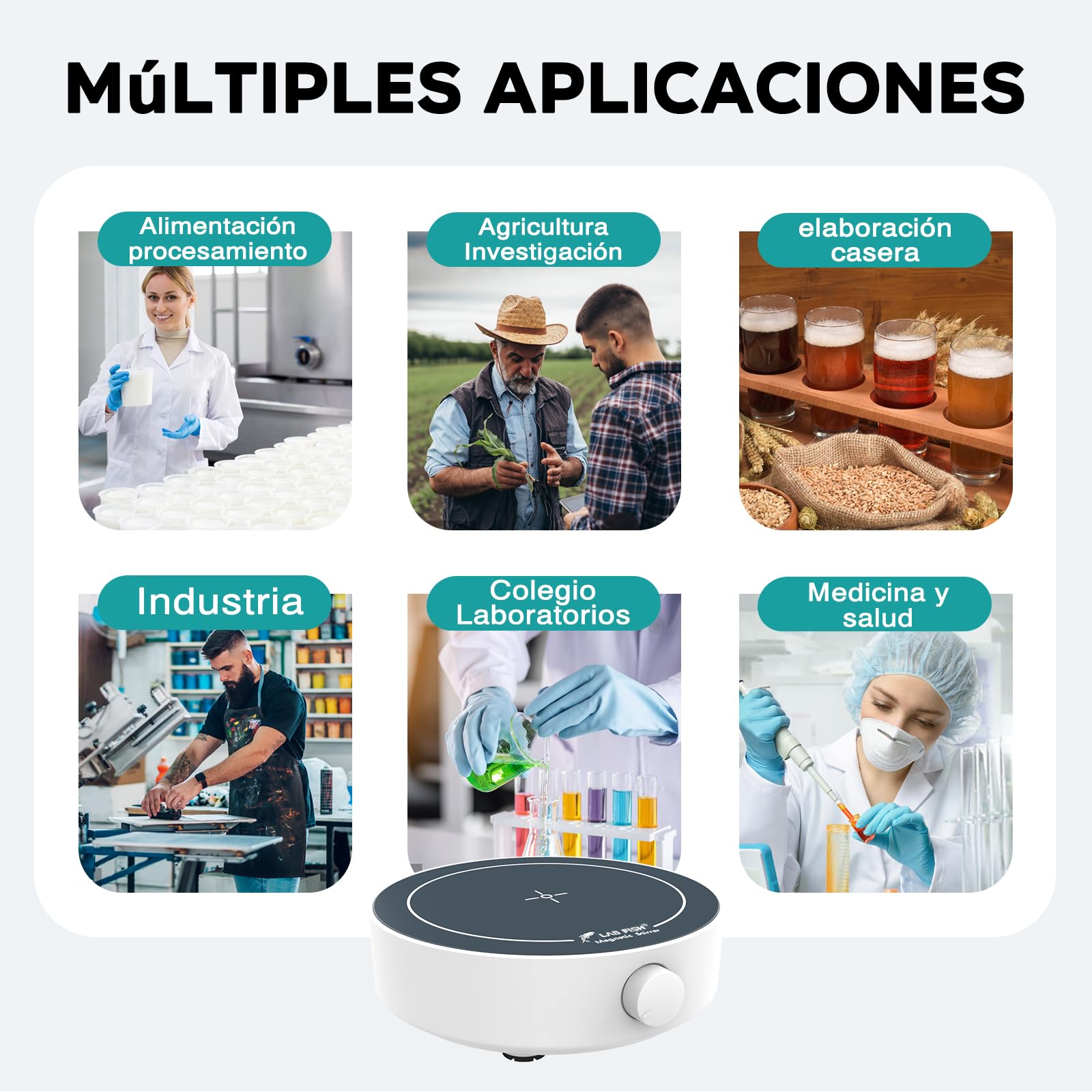 LABFISH Agitador Magnético 200-1800PRM Mezclador Magetic Max Agitación 3000ml Capacidad Placa De Agitación 3 PCS Barra De Agitación Para Laboratorio