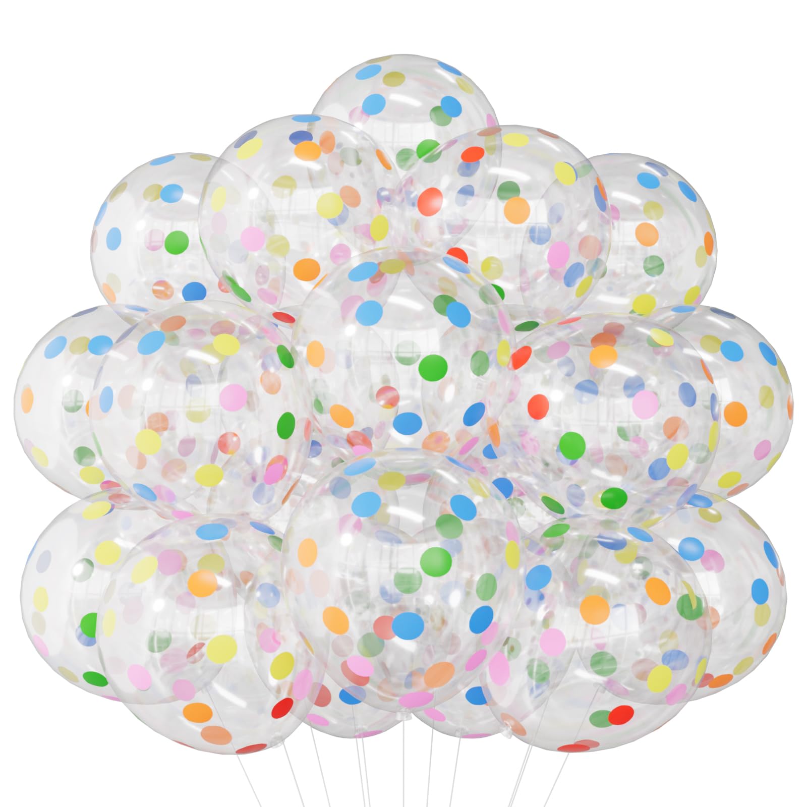 SULALABOO 60PCS Clear Polka Dot Balloons Multicolor 12 Inch Latex Helium Round Party Balloons Kit for Birthday Party Decorations